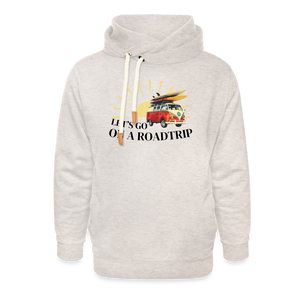 Let's Go On A RoadTrip Shawl Collar Hoodie - heather oatmeal