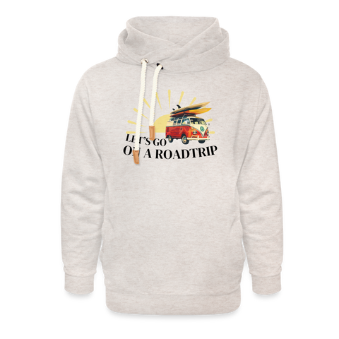 Let's Go On A RoadTrip Shawl Collar Hoodie - heather oatmeal