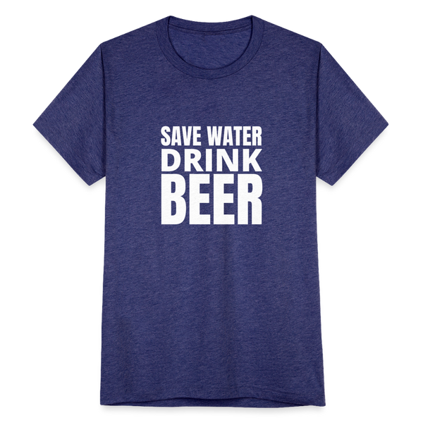 Save Water Drink Beer T-Shirt - heather indigo