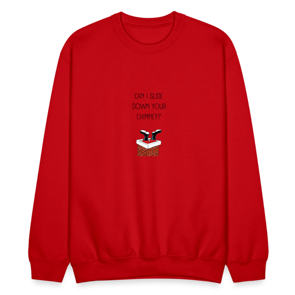 Can I Slide Down Your Chimney Crewneck - red