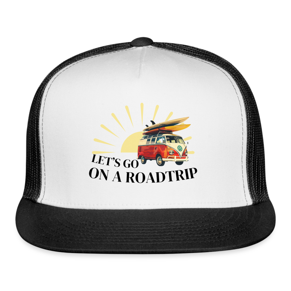 Let's Go On A Road Trip Trucker Cap - white/black