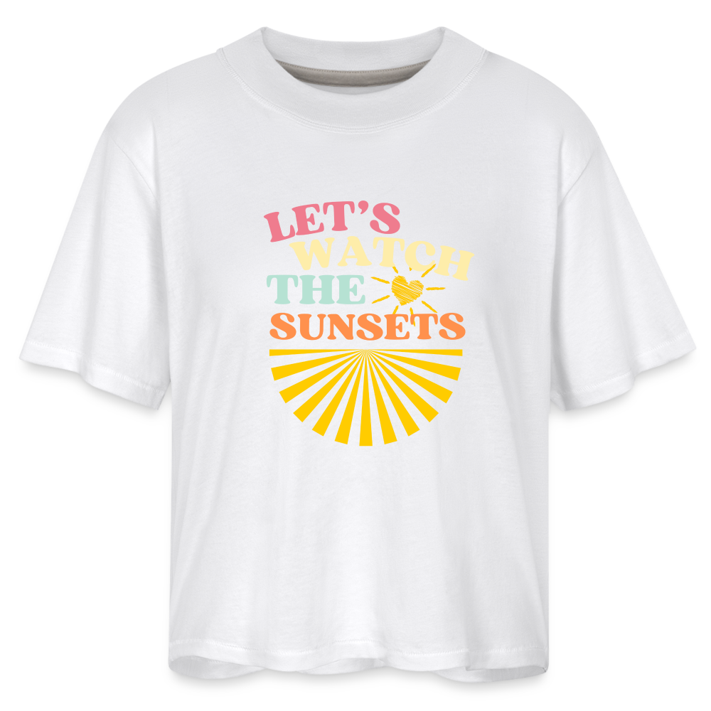 Let's Watch The Sunsets Women's Boxy Tee - white