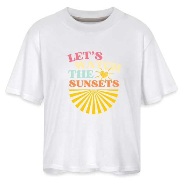 Let's Watch The Sunsets Women's Boxy Tee - white