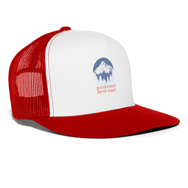 West Coast Best Coast Trucker Cap - white/red