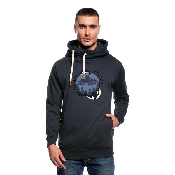 Respect The Locals Shawl Collar Hoodie - navy