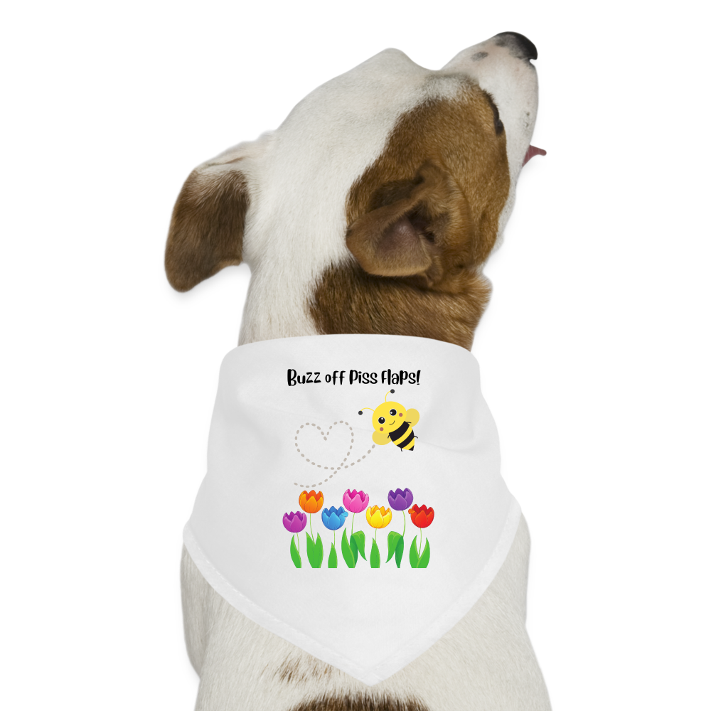 Buzz Off Piss Flaps Dog Bandana - white