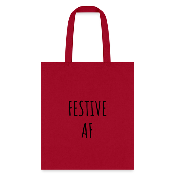 Festive AF Holiday Tote Bag - red