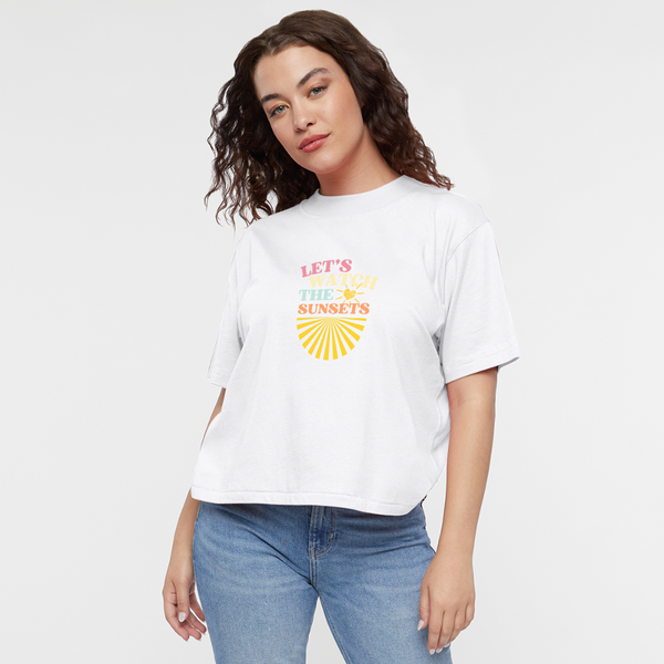 Let's Watch The Sunsets Women's Boxy Tee - white