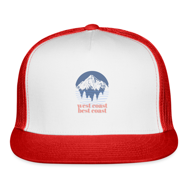 West Coast Best Coast Trucker Cap - white/red