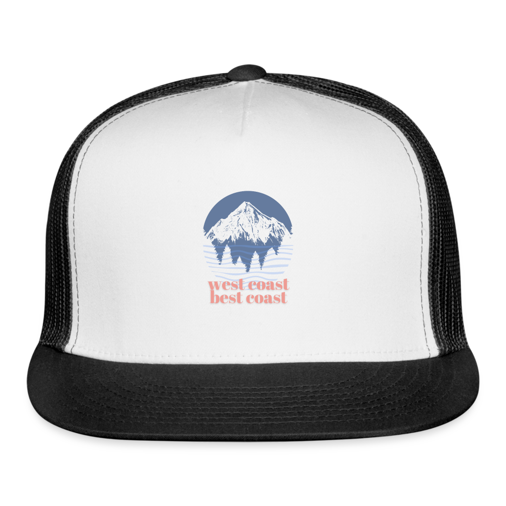 West Coast Best Coast Trucker Cap - white/black