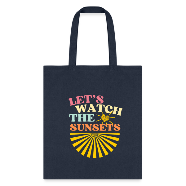 Let's Watch The Sunsets Tote Bag - navy