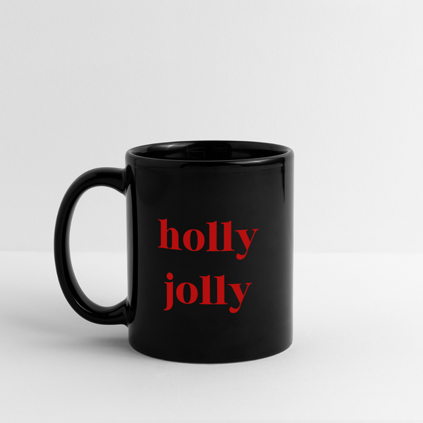 Holly Jolly Black Mug - black