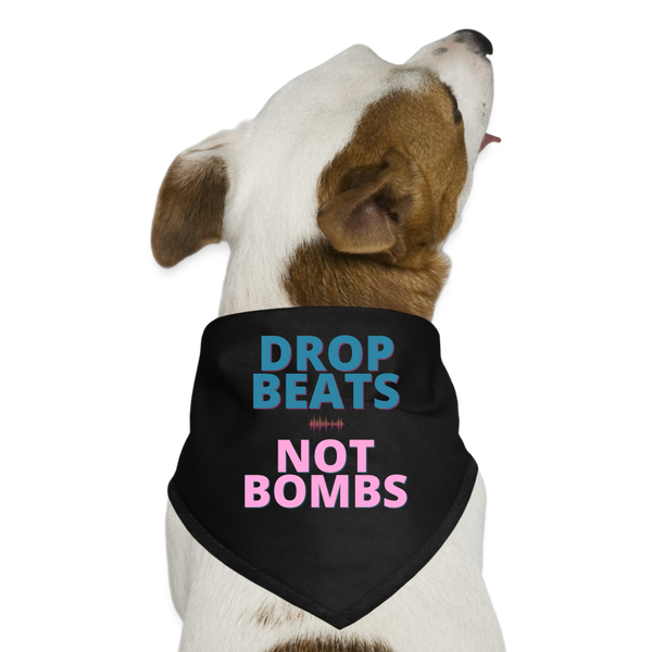 Drop Beats Not Bombs Dog Bandana - black