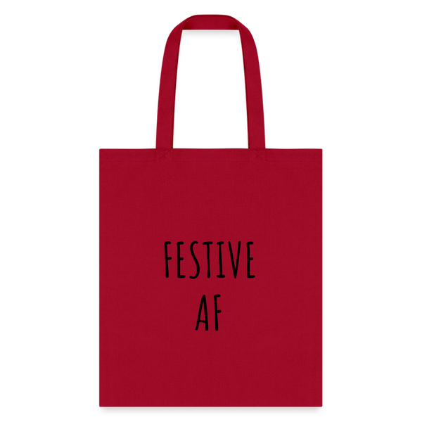 Festive AF Holiday Tote Bag - red