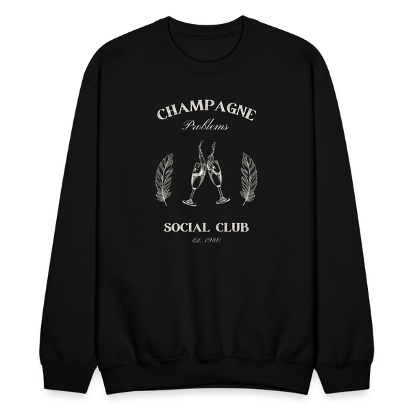 Champagne Problems Social Club Black Crewneck - black