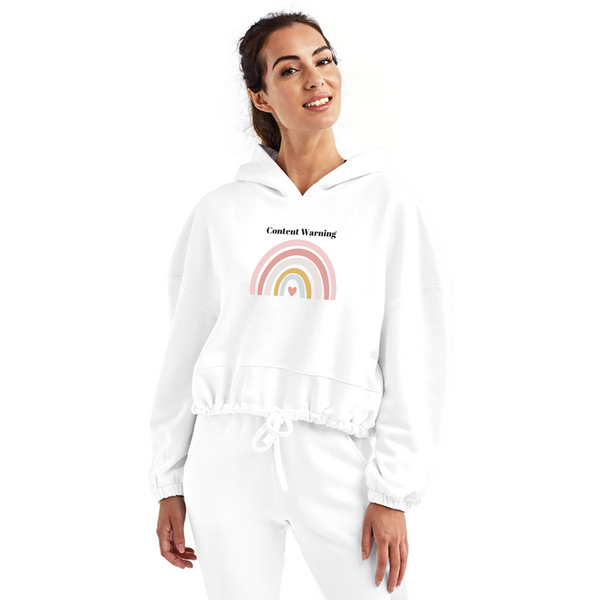 Content Warning Women’s Cropped Hoodie - white