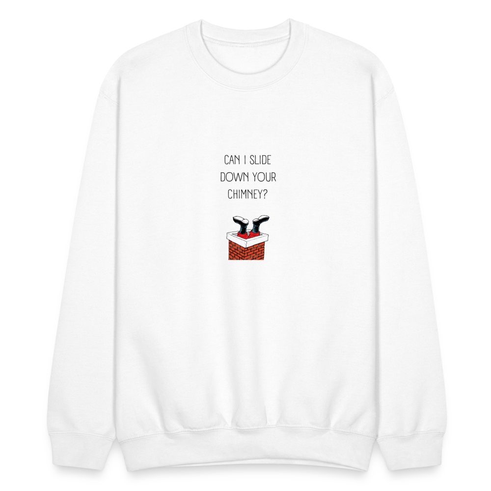 Can I Slide Down Your Chimney Crewneck - white