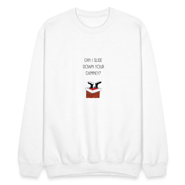 Can I Slide Down Your Chimney Crewneck - white