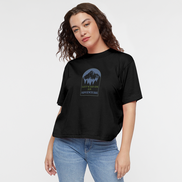 Let's Go On An Adventure Women's Boxy Tee - black