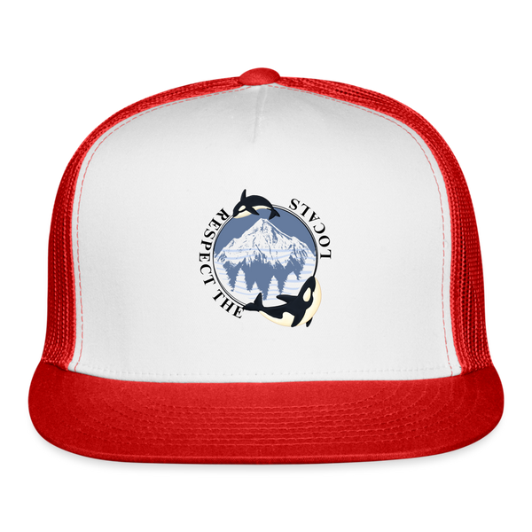 Respect The Locals Trucker Cap - white/red