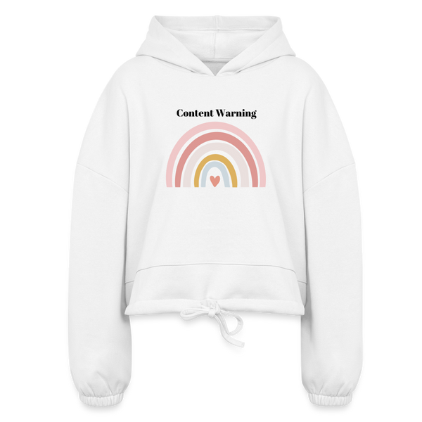 Content Warning Women’s Cropped Hoodie - white