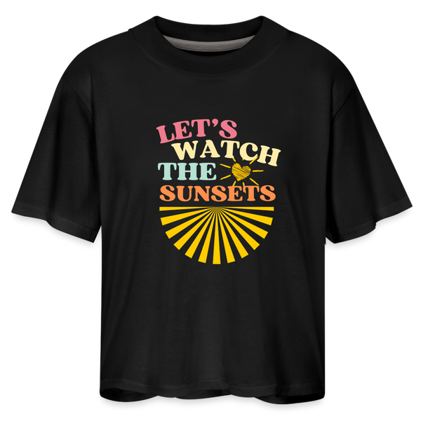 Let's Watch The Sunsets Women's Boxy Tee - black