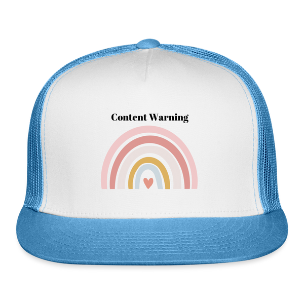 Content Warning Trucker Cap - white/blue