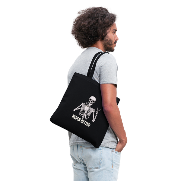 Never Better Skull Tote Bag - black