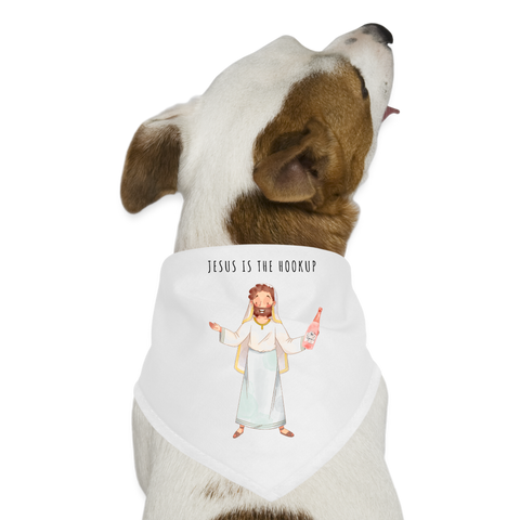 Jesus Is The Hookup Dog Bandana - white