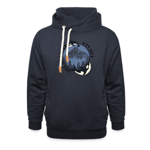 Respect The Locals Shawl Collar Hoodie - navy