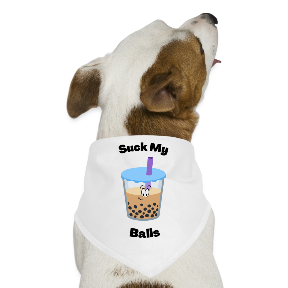 Suck My Balls Dog Bandana - white