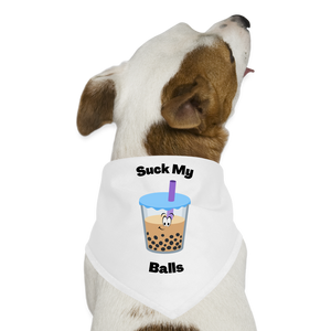 Suck My Balls Dog Bandana - white