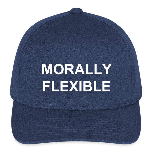 Morally Flexible Fitted Melange Baseball Cap - heather navy