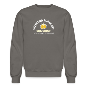 Weekend Forecast Sunny With A Chance of Drinking Crewneck Sweatshirt - asphalt gray