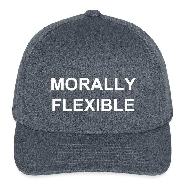 Morally Flexible Fitted Melange Baseball Cap - dark heather gray