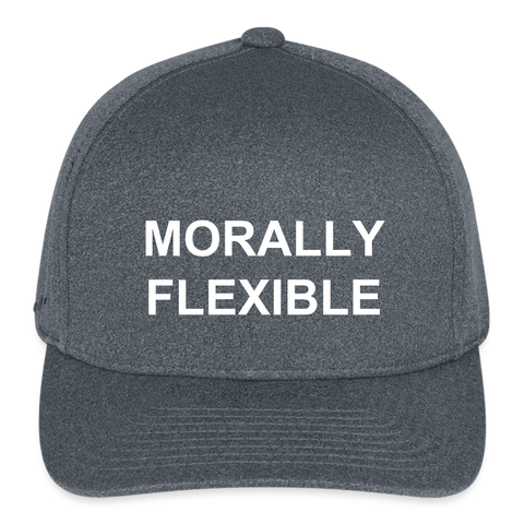 Morally Flexible Fitted Melange Baseball Cap - dark heather gray