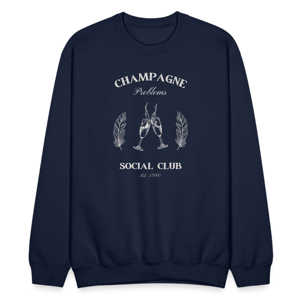 Champagne Problems Social Club Black Crewneck - navy