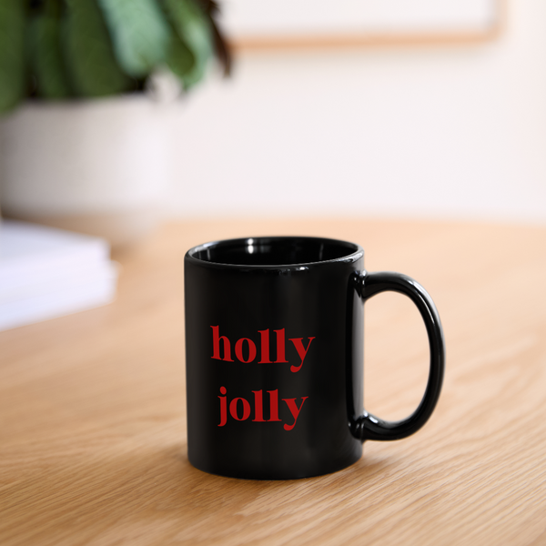 Holly Jolly Black Mug - black