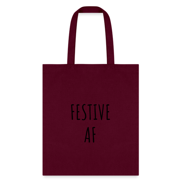 Festive AF Holiday Tote Bag - burgundy