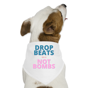 Drop Beats Not Bombs Dog Bandana - white